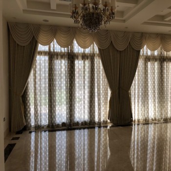 American style curtains with design