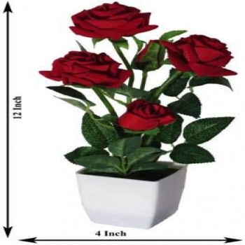 Hyperboles Artificial Red Roses Bonsai Flowers with Pot(30cm)